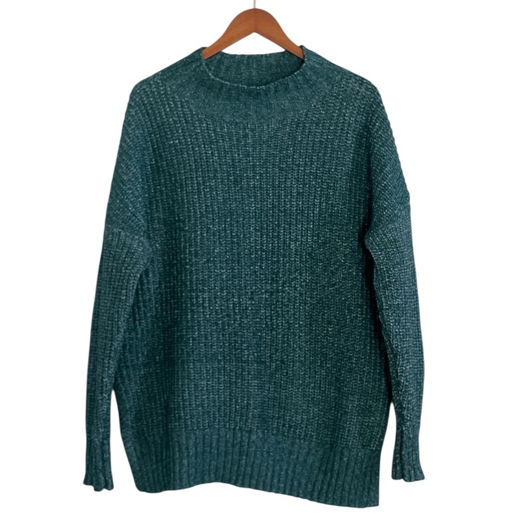 Maurices Mock Neck Tunic Sweater Pullover Teal Large